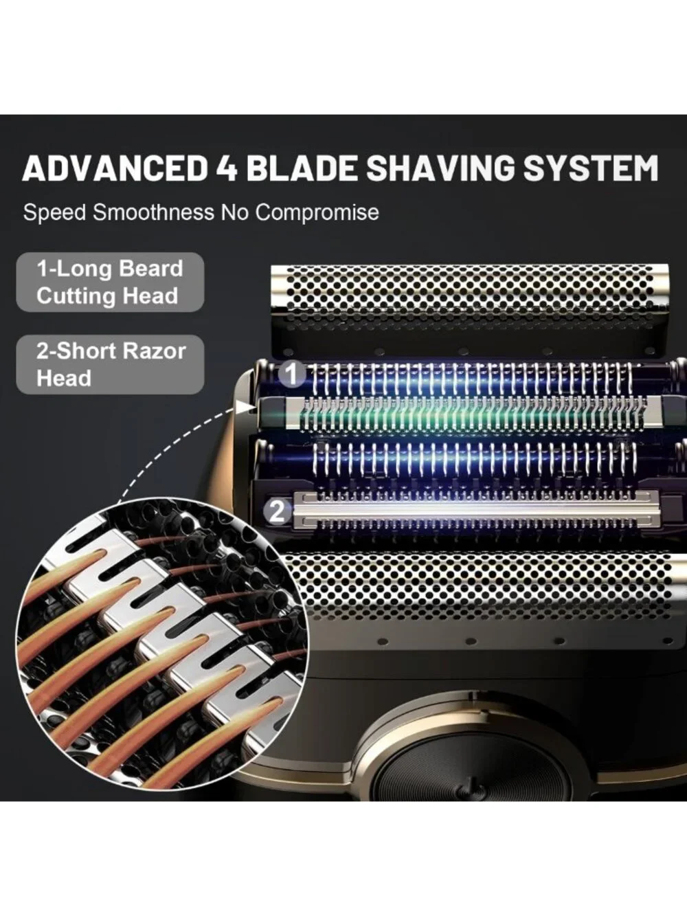 Electric Foil Shaver for Men - 4 Floating Blades, Dual Speed, Smooth Shaving